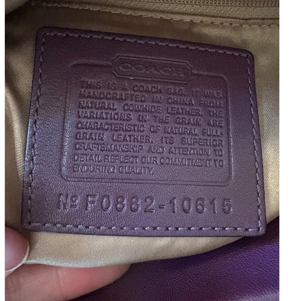 Vintage Coach Carly Hobo Shoulder Bag Plum Purple Leather Brass Y2K
